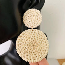 Load image into Gallery viewer, Geometric Drop Korean Dangle Earrings For Women Girls Oversize Round Rattan Knit 2019 New Style Jewelry Summer Beach Accessories
