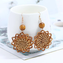 Load image into Gallery viewer, Geometric Drop Korean Dangle Earrings For Women Girls Oversize Round Rattan Knit 2019 New Style Jewelry Summer Beach Accessories
