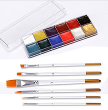 Load image into Gallery viewer, Face body paint KIT maquillaje Oil Safe Kids Flash Tattoo christmas Children Party Safe Oily Paints with Brushes Drama Make Up
