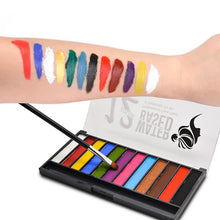 Load image into Gallery viewer, Face body paint KIT maquillaje Oil Safe Kids Flash Tattoo christmas Children Party Safe Oily Paints with Brushes Drama Make Up
