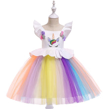Load image into Gallery viewer, Rainbow Unicorn Princess Dress Cake Mesh Tutu Prom Gown for Kids Children Wedding Evening Formal Party Pageant for Girls
