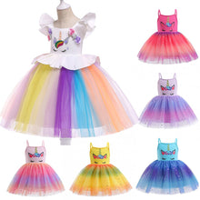Load image into Gallery viewer, Rainbow Unicorn Princess Dress Cake Mesh Tutu Prom Gown for Kids Children Wedding Evening Formal Party Pageant
