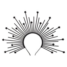 Load image into Gallery viewer, Gold Spike Halo Crown Headpiece Fairy Lolita Women Sunburst Elf Wedding Bridals PLASTIC ZIP TIE Wrap Hair Band Headdress
