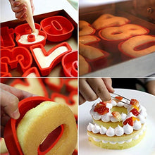 Load image into Gallery viewer, Goldbaking 9 Pieces Whole Set Large Silicone Number Mold Number Cake Moulds Baking Tray For Birthday Wedding 4/10 Inch (10/25cm)
