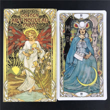 Load image into Gallery viewer, Golden Art Nouveau Tarot Tarot Cards Board Game Cards English Divination Tarot Holiday Family Gift Party Playing Card
