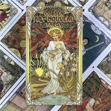 Load image into Gallery viewer, Golden Art Nouveau Tarot Tarot Cards Board Game Cards English Divination Tarot Holiday Family Gift Party Playing Card
