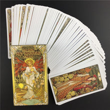 Load image into Gallery viewer, Golden Art Nouveau Tarot Tarot Cards Board Game Cards English Divination Tarot Holiday Family Gift Party Playing Card
