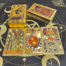 Load image into Gallery viewer, Golden Beautiful English Tarot 12x7cm Cards Deck High Quality Gold Big Size Witchcraft Classic for Beginners with Guidebook
