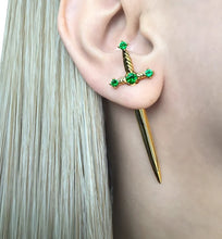 Load image into Gallery viewer, Gothic Kinitial Sword Earrings Vintage Cool Punk Crystal Ear Jacket Goth Dagger Earrings Jewelry Gift For Women
