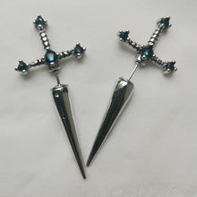 Load image into Gallery viewer, Gothic Kinitial Sword Earrings Vintage Cool Punk Crystal Ear Jacket Goth Dagger Earrings Jewelry Gift For Women
