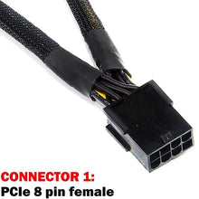 Load image into Gallery viewer, 8 Pin Female to Dual 2X 8 Pin (6+2) Male PCI Express Power Adapter Braided Y-Splitter Extension Cable,20cm
