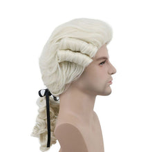 Load image into Gallery viewer, Grey White Black Lawyer Judge Baroque Curly Male Costume Wigs Deluxe Historical Long Synthetic Cosplay Wig For Halloween
