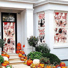 Load image into Gallery viewer, Big Removable Happy Halloween Stickers Blood Hands Halloween Decorations for Home Bathroom Toilet Horror Windows Wall Stickers
