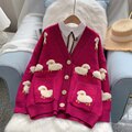 Load image into Gallery viewer, Women Sweater Cardigans Knitcoat V Neck Sheep Cardigans Sweaters Warm Knitwear Korean fashion Sueter Mujer Long Jacket
