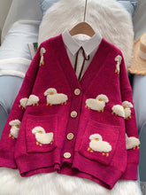 Load image into Gallery viewer, Women Sweater Cardigans Knitcoat V Neck Sheep Cardigans Sweaters Warm Knitwear Korean fashion Sueter Mujer Long Jacket
