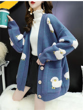 Load image into Gallery viewer, Women Sweater Cardigans Knitcoat V Neck Sheep Cardigans Sweaters Warm Knitwear Korean fashion Sueter Mujer Long Jacket
