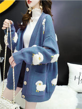 Load image into Gallery viewer, Women Sweater Cardigans Knitcoat V Neck Sheep Cardigans Sweaters Warm Knitwear Korean fashion Sueter Mujer Long Jacket
