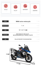 Load image into Gallery viewer, 1:18 NEW BMW R1200GS Silvardo original authorized simulation alloy motorcycle model toy car Collect gifts
