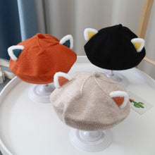 Load image into Gallery viewer, Baby Hat Berets for Girls Autumn Winter Knitted Cap Kids Lovely Beanies Fox Ears Painter Hats Infant Girl Bonnet Beret Xmas Gift
