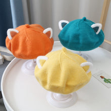 Load image into Gallery viewer, Baby Hat Berets for Girls Autumn Winter Knitted Cap Kids Lovely Beanies Fox Ears Painter Hats Infant Girl Bonnet Beret Xmas Gift
