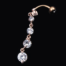 Load image into Gallery viewer, 7 Heart Crystals Long Dangled Belly Button Rings Surgical Steel Cute Navel Piercing Nombril 14g Cuved Bar Body Piercings Jewelry
