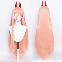 Load image into Gallery viewer, Anime Chainsaw Man Makima Cosplay Long Orange Wig Hairpins Props Heat-resistant Fiber Hair  Wig Cap Halloween Party Role Play
