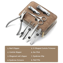 Load image into Gallery viewer, Professional Manicure Kit 8PCS Stainless Steel Nail Clippers Set Pedicure Set Nail Grooming Kit Travel Nail Tool For Women &amp; Men
