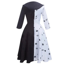 Load image into Gallery viewer, Movie Cruella De Ville Cosplay Costume Women Girls Gown Black White Dress with Gloves Wig Halloween Carnival Party Costumes
