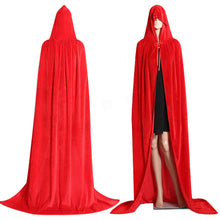 Load image into Gallery viewer, Adult Vampire Capes Kids Hooded Robes Black Red Reversible Forest Green Deluxe Halloween Cloak Full Length  Cosplay
