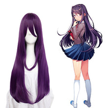 Load image into Gallery viewer, Doki Doki Literature Club Yuri Monika Natsuki Sayori DDLC Long Straight Wig Game Synthetic Cosplay Wigs For Women
