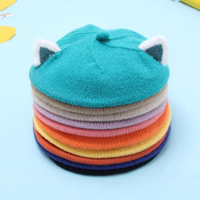 Load image into Gallery viewer, Baby Hat Berets for Girls Autumn Winter Knitted Cap Kids Lovely Beanies Fox Ears Painter Hats Infant Girl Bonnet Beret Xmas Gift
