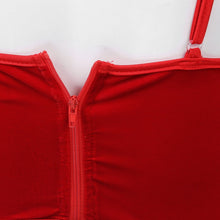 Load image into Gallery viewer, Women Christmas Costume Faux Fur Trim Red Flannel Underwired Bra Corset Sexy Bustier Cami Crop Tops Xmas Party Rave Dress Up
