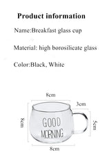 Load image into Gallery viewer, Letter Printed Transparent Creative Glass Coffee Tea Drinks Dessert Breakfast Milk Cup Glass Mugs Handle Drinkware
