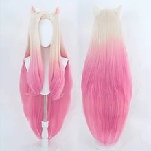 Load image into Gallery viewer, HAIRJOY Ahri Kda Lol Cosplay Wig Long Straight  Blonde Pink Wigs for Women Synthetic Hair Costume Halloween(only wig)
