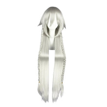 Load image into Gallery viewer, Synthetic Dangan Ronpa Kyouko Kirigiri Purple Cosplay Wig with Kniting Braid Ponytail 100cm Long Straight Hair
