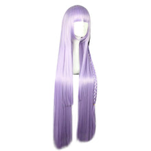 Load image into Gallery viewer, Synthetic Dangan Ronpa Kyouko Kirigiri Purple Cosplay Wig with Kniting Braid Ponytail 100cm Long Straight Hair
