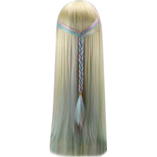 Load image into Gallery viewer, Synthetic Dangan Ronpa Kyouko Kirigiri Purple Cosplay Wig with Kniting Braid Ponytail 100cm Long Straight Hair
