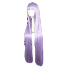 Load image into Gallery viewer, Synthetic Dangan Ronpa Kyouko Kirigiri Purple Cosplay Wig with Kniting Braid Ponytail 100cm Long Straight Hair
