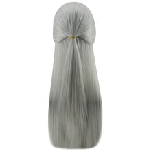 Load image into Gallery viewer, Synthetic Dangan Ronpa Kyouko Kirigiri Purple Cosplay Wig with Kniting Braid Ponytail 100cm Long Straight Hair
