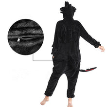 Load image into Gallery viewer, Arrival How to Train Toothless Dragon Onesies Animal Winter Flannel Pajamas Adult Halloween Party Costume Jumpsuit
