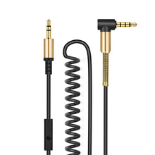 Load image into Gallery viewer, Aux Spring Cable with Microphone Gold-Plated 3.5mm Jack Male to Male 90 Degree Cable Jack 3.5 for iPhone MP3 / MP4
