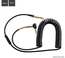 Load image into Gallery viewer, Aux Spring Cable with Microphone Gold-Plated 3.5mm Jack Male to Male 90 Degree Cable Jack 3.5 for iPhone MP3 / MP4
