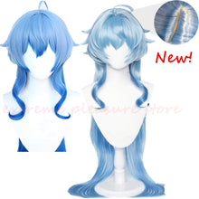 Load image into Gallery viewer, Game Genshin Impact Ganyu Cosplay Wig Horns Gradient Light Dark Blue Wig Simulation Scalp Synthetic Heat Resistant
