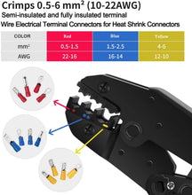 Load image into Gallery viewer, HS-30J crimping tools pliers for 22-10 AWG 0.5-6.0mm2 of Insulated Car Auto Terminals &amp; Connectors Crimping Plier wire

