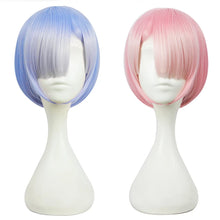 Load image into Gallery viewer, Graduated color REM cosplay wig or RAM cosplay wigs Re:Zero Starting Life in Another World Costume play Halloween
