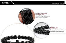 Load image into Gallery viewer, Trendy Jesus Cross Charm Blue Turquoises Men Bracelet Black Lava Stone 8mm White Beads Bracelets Bangles for Women Yoga Jewelry

