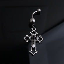Load image into Gallery viewer, Hollow Cross Dangle Navel Ring 14G  316L surgical steel Belly button ring Body piercing Jewelry Dangle
