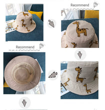 Load image into Gallery viewer, Spring Autumn Children's Bucket Hats Cartoon giraffe Sun Hat Girls Boys Outdoor Beach Hat Camping Fishing Cap Casual Panama Cap
