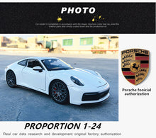 Load image into Gallery viewer, 1:24 Porsche 911 Carrera 4S (992) sports car white simulation alloy car model crafts decoration collection toy tools gift

