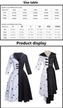 Load image into Gallery viewer, Cruella De Vil Cosplay Costume 2 Styles Women Gown Black White Maid Dress with Gloves Hoodie Skirt Wigs Outfits Halloween Party
